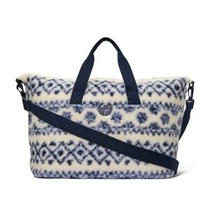 NEW PINK Victoria's Secret Blue and White Fair Isle Plush Tote